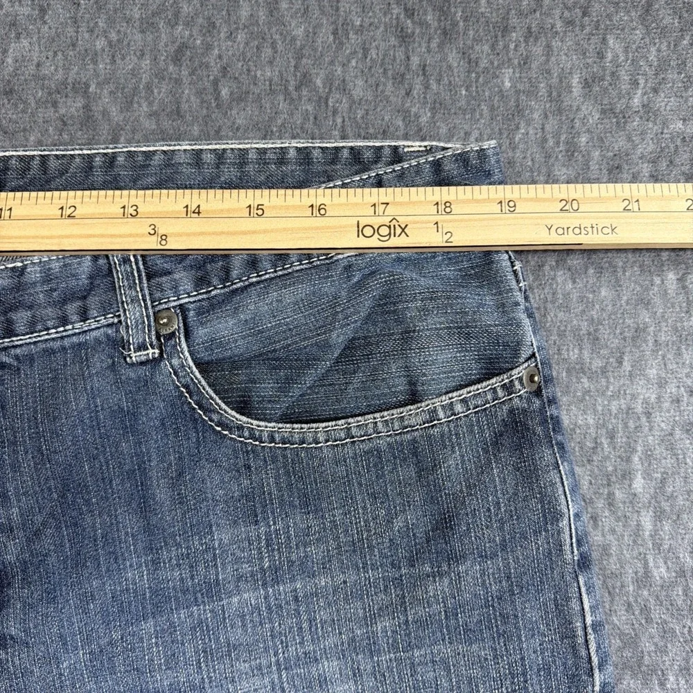 Alfani Men Jeans 36x32 Blue Denim Straight Leg‎ Cotton Casual Faded Look